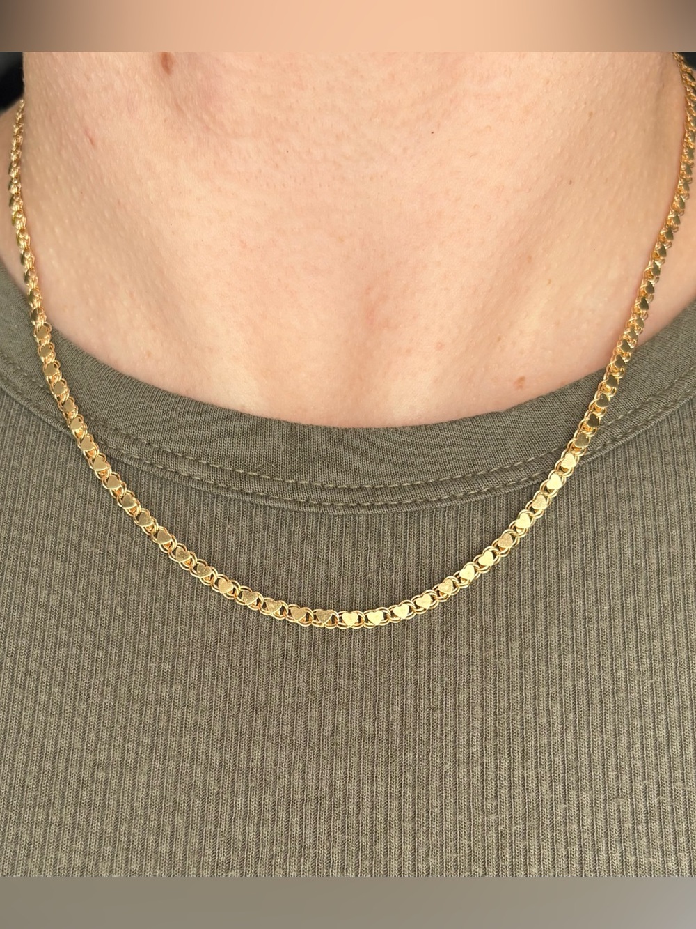 14k Yellow Gold Mirror Heart Necklace by “Beverly Hills Gold.” 18in, 7.1 Grams